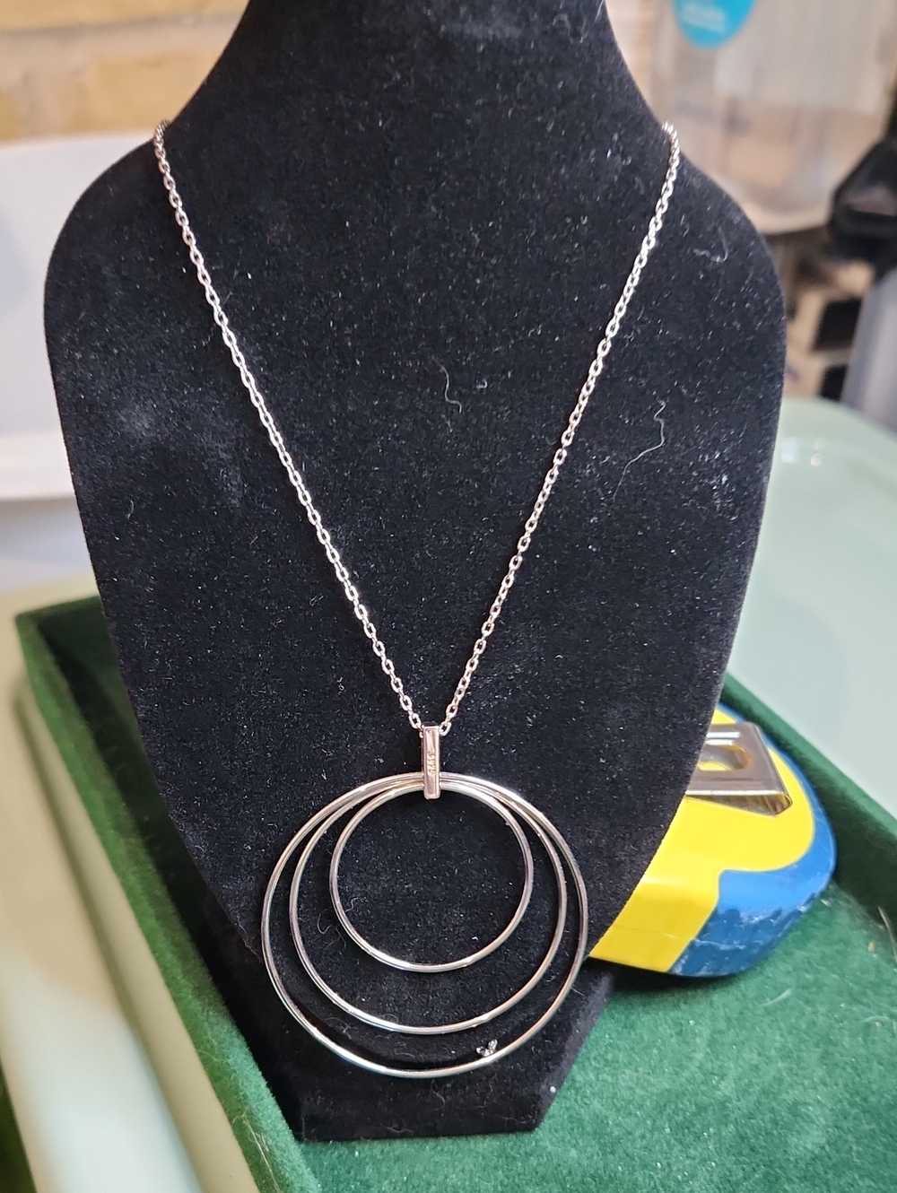 Sterling Silver Triple Circle Pendant Necklace - 28" Chain